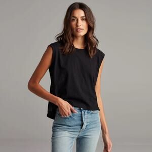 Rowan Women's Savannah Slub Cotton Muscle Tank Top Shirt in Black